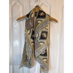 English Eccentrics 100% Silk Scarf With Cherub & Baroque Pattern In Neutral Tone